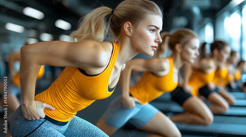 Women exercising in a gym Women exercising in a gym