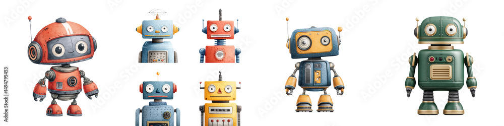Fototapeta premium Colorful retro robot toys