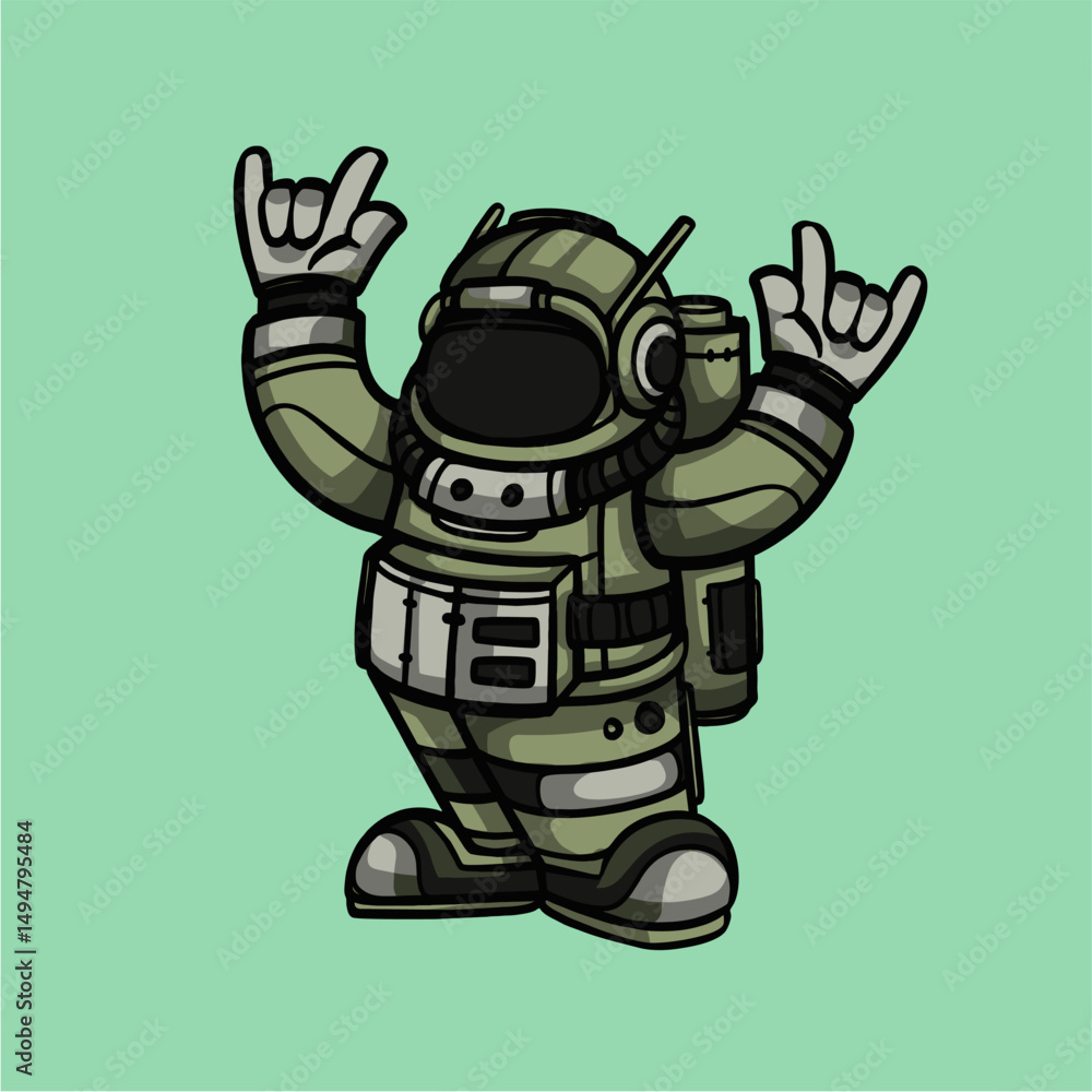 Fototapeta premium Vector illustration astronaut with rock gesture thumbs
