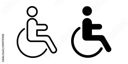 Vector isolated Handicap icon set in black outline and fill