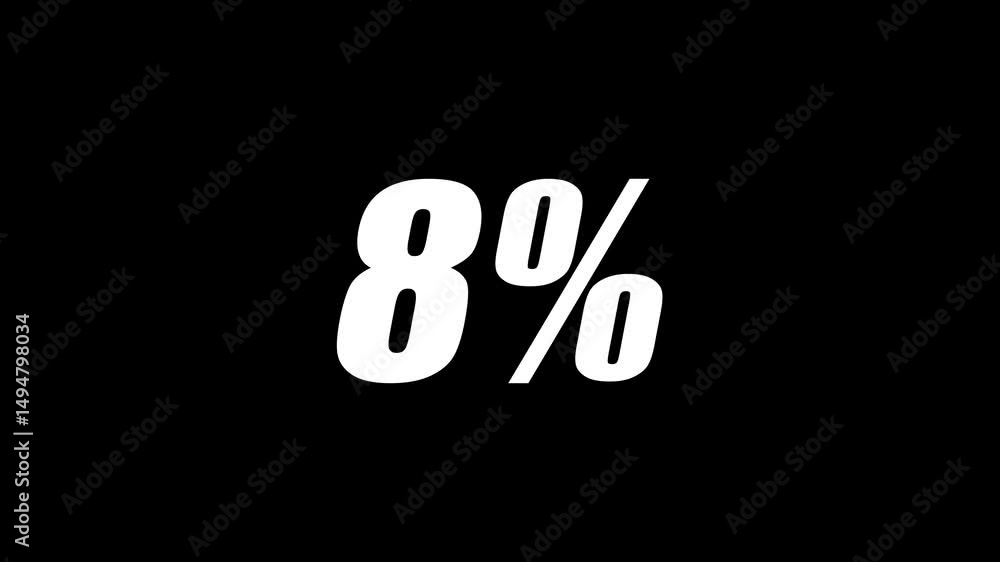 8 Percent Animated Text on White Background in Bold Font 4K Video
8 Percent Animated Text on White Background in Bold Font 4K Video
