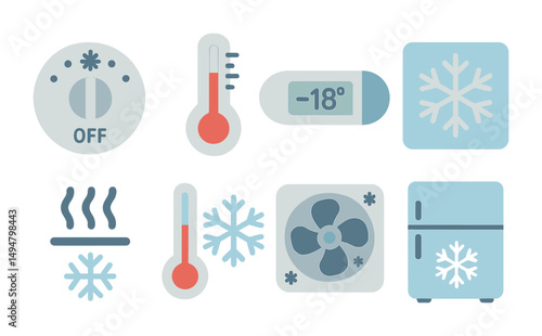 Winter and cold temperature icons set – filled, flat, weather and climate symbols