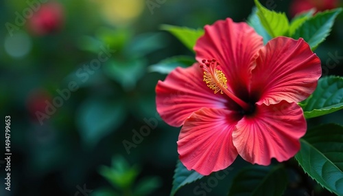 Intricate hibiscus blossoms, vibrant hues, lush foliage , wallpaper, floral