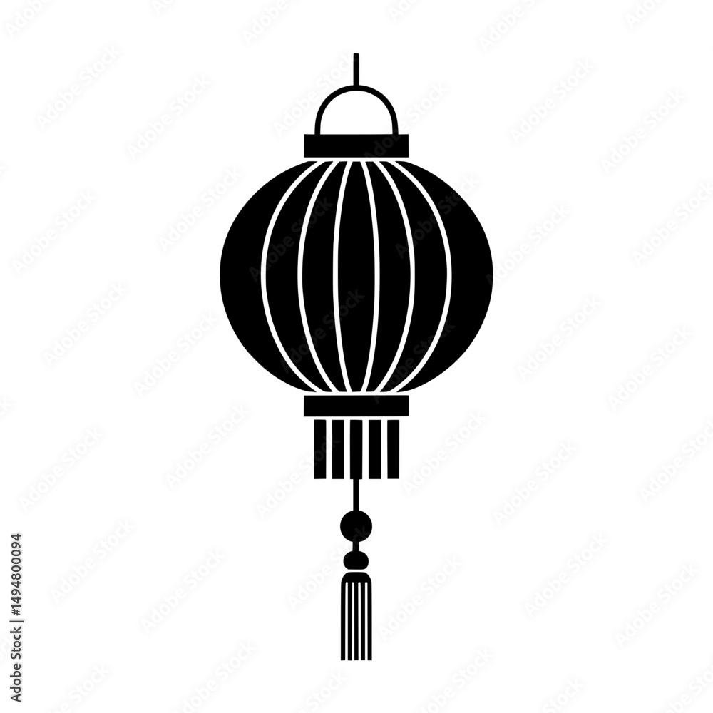 Fototapeta premium A vector silhouette illustration of a traditional Chinese lantern