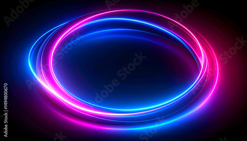 Abstract Neon Light Circles Background