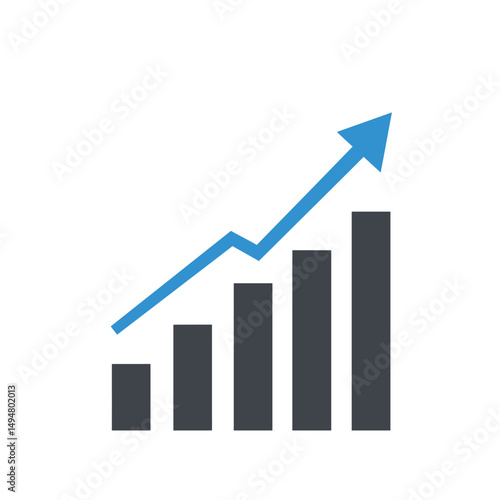 Free Download Business Growth Bar Chart with Upward Arrow Showing Positive Trend - GFXLoad