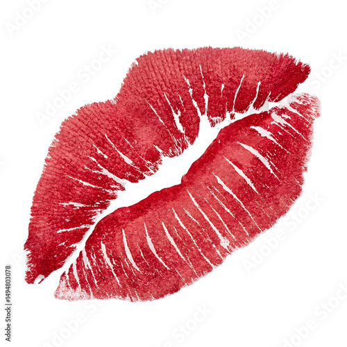 kissing lipstick mark isolated on transparent background