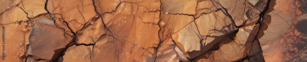 Fototapeta premium Abstract cracked earth, intricate texture, aerial view, macro, dirt, palette