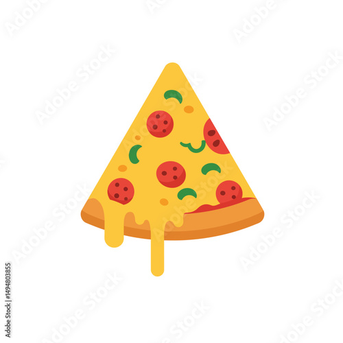 "Slice of Pizza with Cheese, Tomato, and Bell Pepper"
