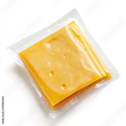 Delicious slices of swiss cheese in packaging