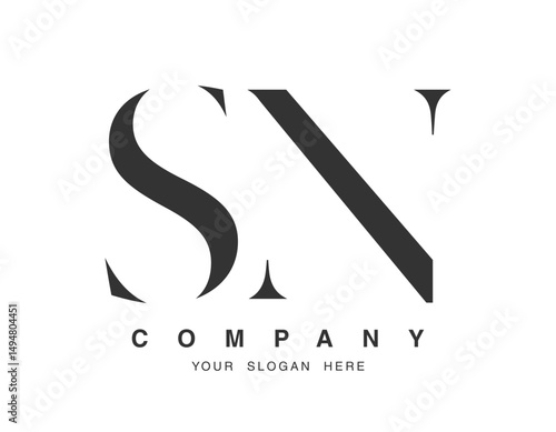 SN logo design. Initial letter s and n serif font style. Creative classic company name typography. Trendy logotype or identity.