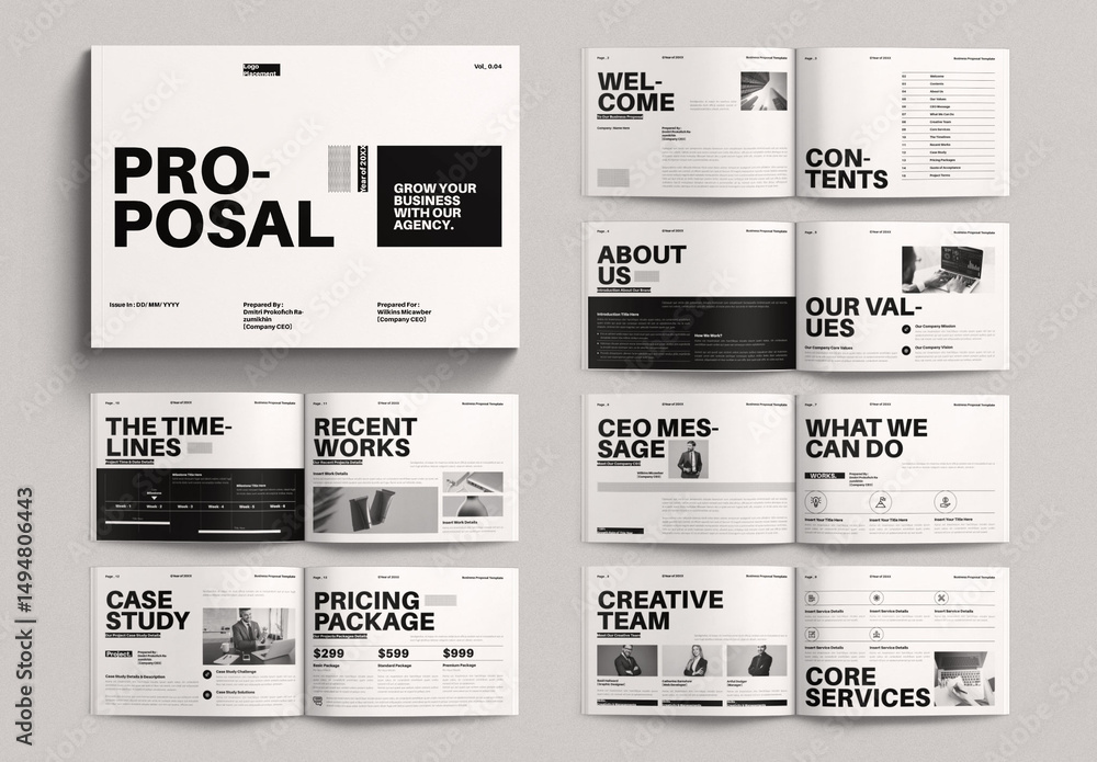 Business Proposal Layout Design Template Landscape Stock Template ...