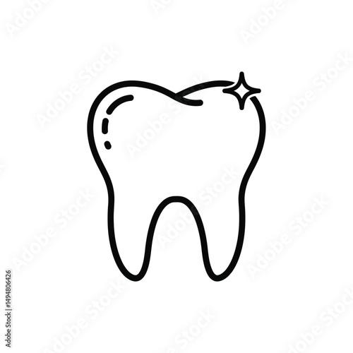 Clean and Sparkling Tooth Icon – Dental Care and Hygiene Concept