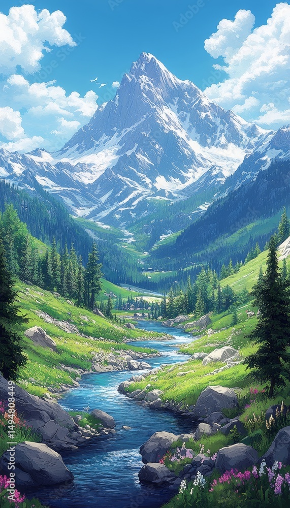 Obraz premium Majestic Mountain Valley Landscape