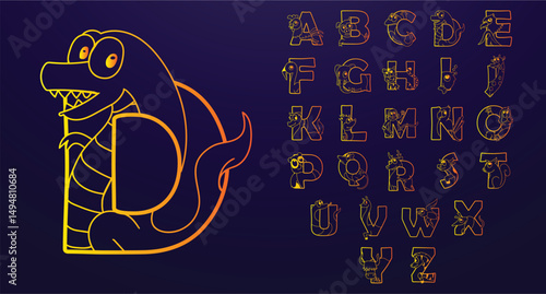 Creative Outline Double line monogram alphabet and tech fonts. Lines font regular uppercase and lowercase. Vector illustration.