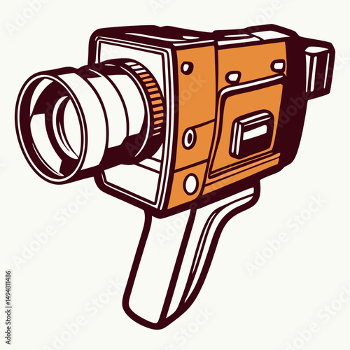 Vintage Orange 8mm Film Camera Illustration