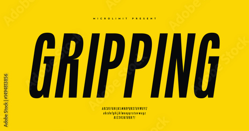 Gripping: A sleek, condensed font built for impact. Bold uppercase & numbers with urban edge, perfect for fashion, tech, sports, music, and killer logos. Command attention. Vector-ready.