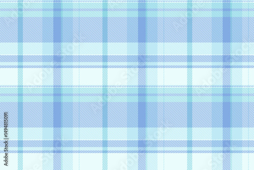 Ornamental fabric tartan pattern, daisy check vector seamless. Layout background texture textile plaid in white and blue colors.