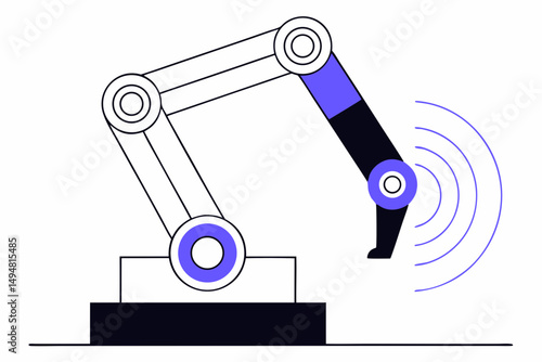 Robotic Arm with Wireless Connectivity Vector Illustration