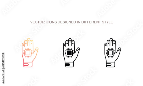 Hand Chip icon design with white background stock illustration