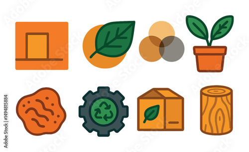 Eco-friendly linear icons set – outline, green, sustainable design symbols