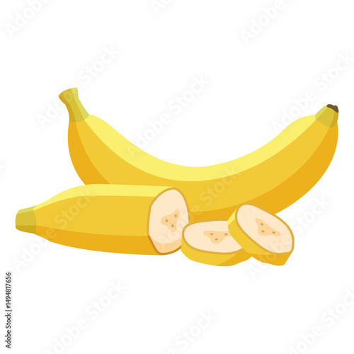 Vector image of Banana fruit with isolated white background and transparent
