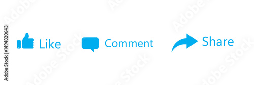 Facebook Like, Comment, Share of Social Media Icons. Vector Illustration. EPS10