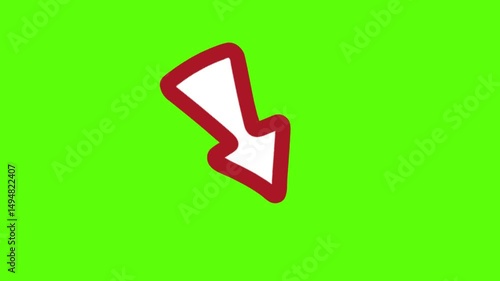 Animated red arrow pointing down green screen effect