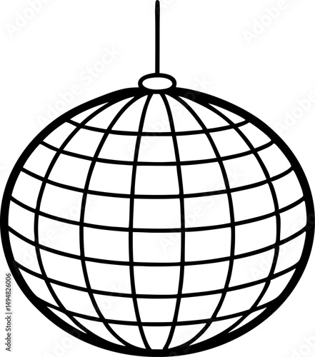 Mirror Ball Disco Line Art Vector Illustration