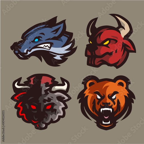 4 Set animal e-sport logo