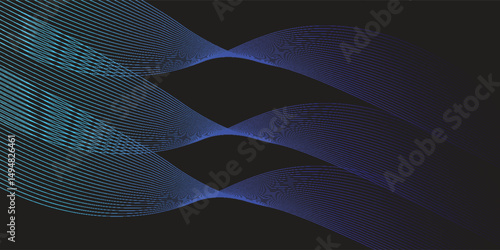 Blue black gradient mesh abstract background with wavy blended lines nice for wallpaper or banner