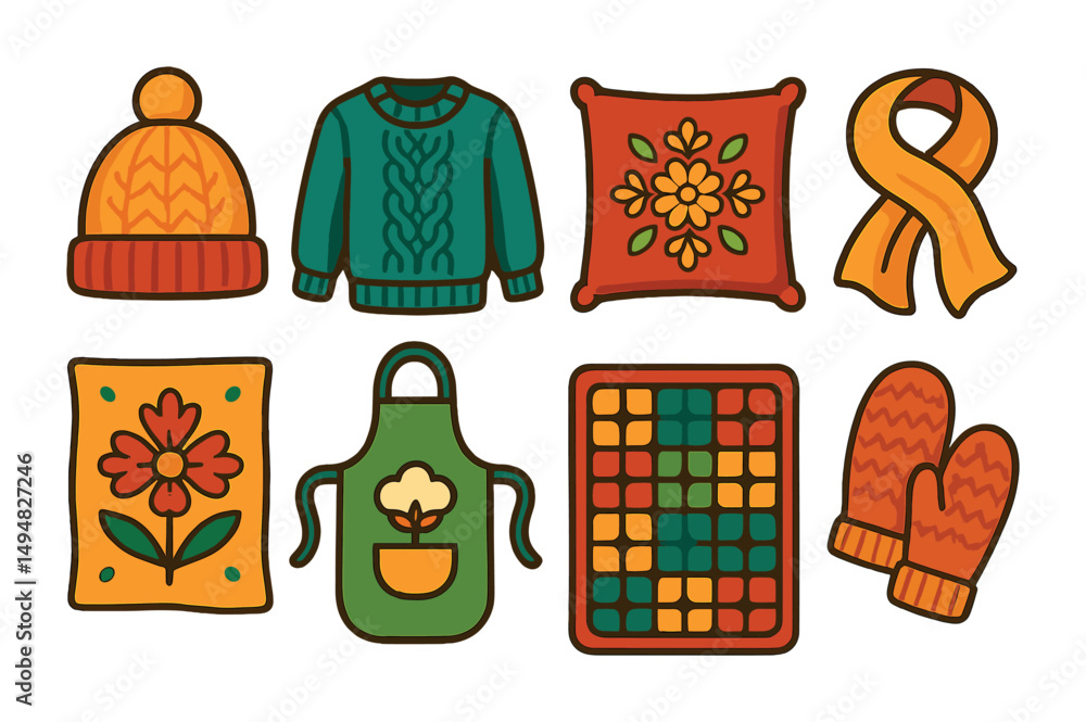 Fototapeta premium Golf course flat icons set – leisure, sports, recreation symbols collection