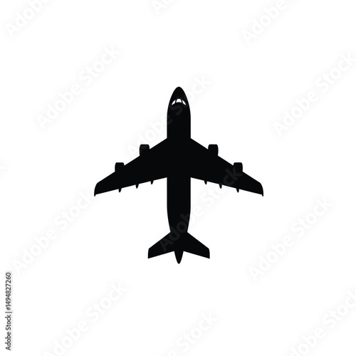 Silhouette of an Airplane - Aviation, Travel, Transportation Icon