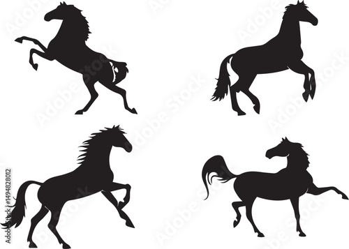 Silhouette of Horses in Various Poses