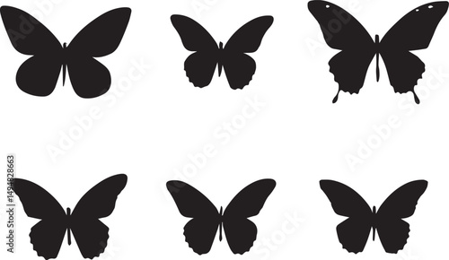 Collection of black butterfly silhouettes