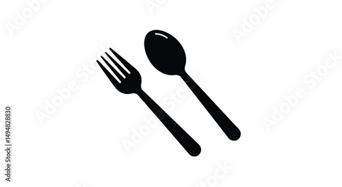 Minimalistic Fork and Spoon Illustration on White Background