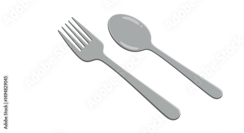 Minimalistic Fork and Spoon Illustration on White Background