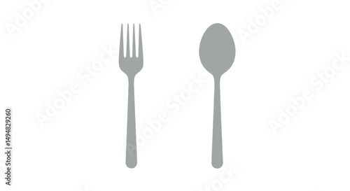 Minimalistic Fork and Spoon Illustration on White Background