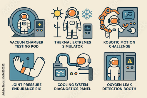 Space exploration flat icons set – outline, filled, astronaut and mission symbols