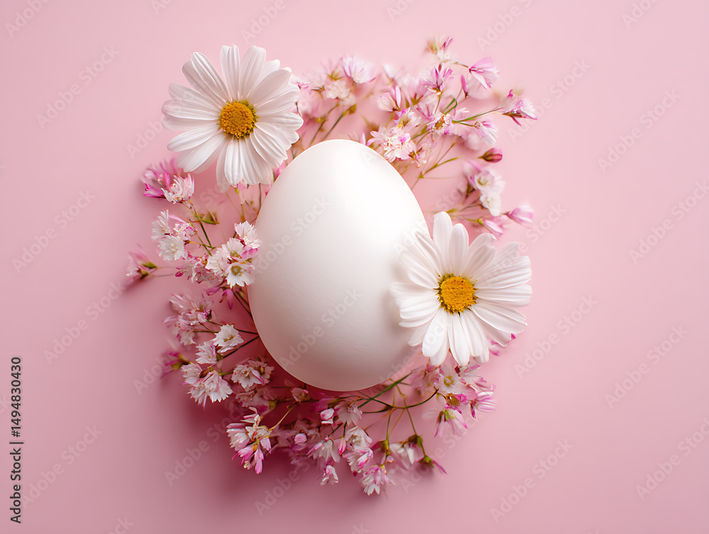 Obraz premium Fresh and Peaceful Easter Display with White Egg