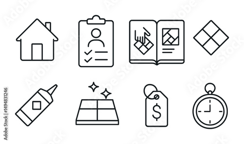 Home improvement icons set – outline, line, renovation and diy symbols