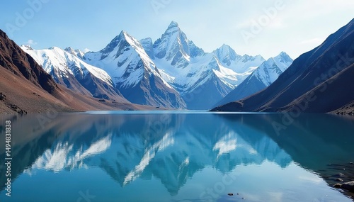 Wallpaper Mural Snow capped Andes peaks reflecting in a glacial lake, Argentina , Patagonia, lake reflection, water Torontodigital.ca