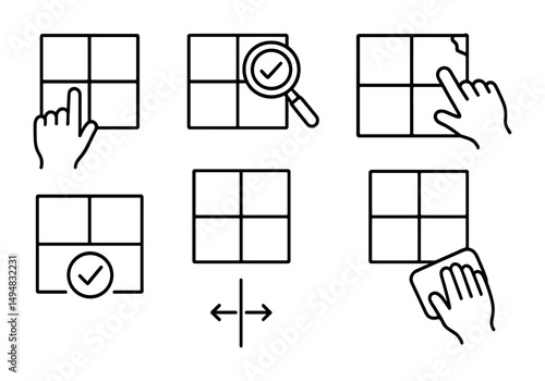 Interface and ui outline icons set – linear, app, web design elements