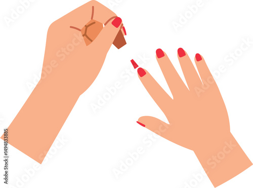 manicure, applying red nail polish illustration