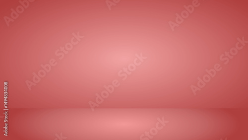 Empty rooms show red and pink walls with a light texture design