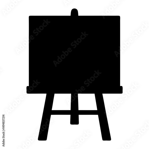Easel silhouette, easel with blank canvas vector illustration