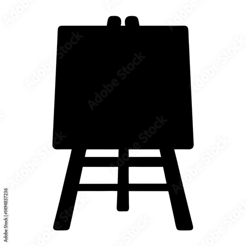 Easel silhouette, easel with blank canvas vector illustration