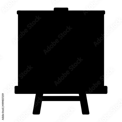 Easel silhouette, easel with blank canvas vector illustration