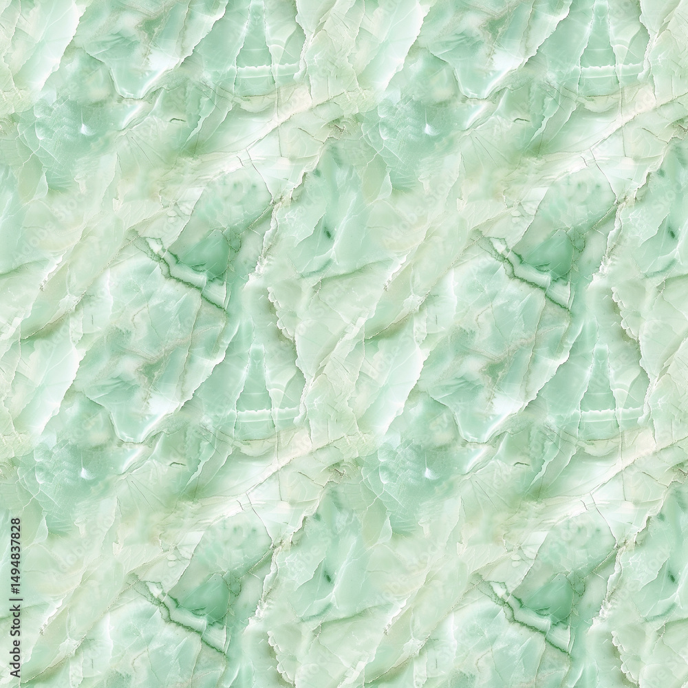 Obraz premium Seamless pattern of green marble texture with intricate natural abstract ornament.