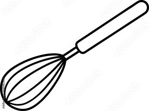 Whisk With Egg Line Art Vector Illustration
